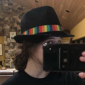 Black velvet funky rainbow hat